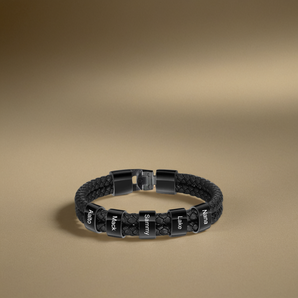 Lederarmband mit gravierten Beads