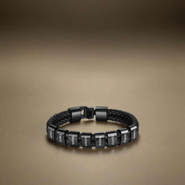 Lederarmband mit gravierten Beads