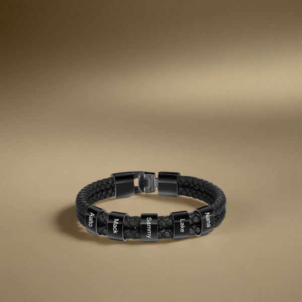 Lederarmband mit gravierten Beads