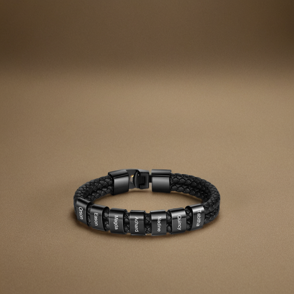 Lederarmband mit gravierten Beads