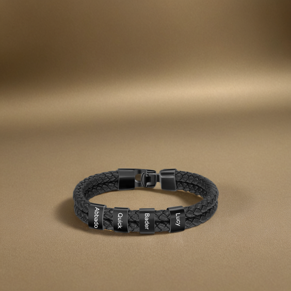 Lederarmband mit gravierten Beads