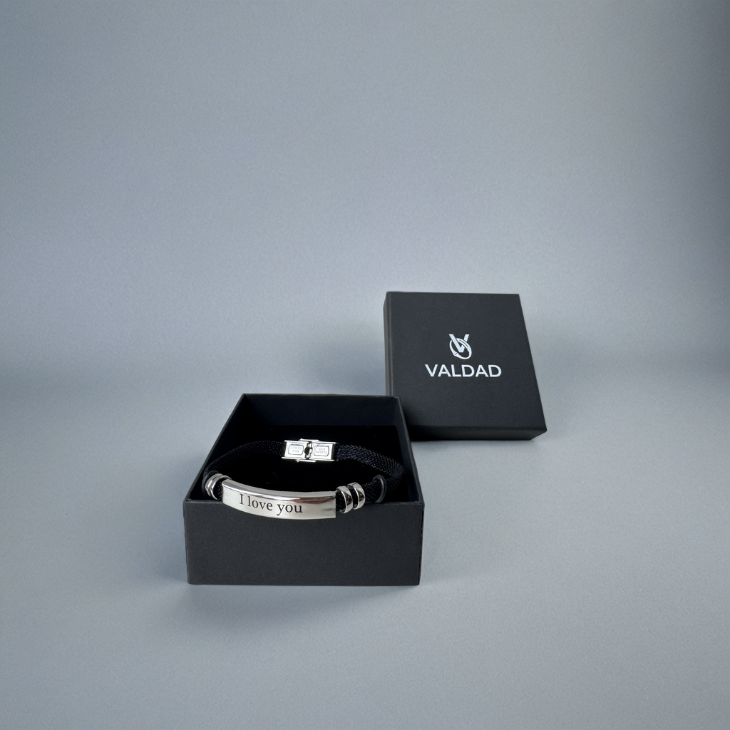 Vintage Edelstahlband mit Gravur.